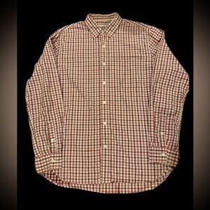 Timberland Red and Cream Plaid Button Down Shirt XL